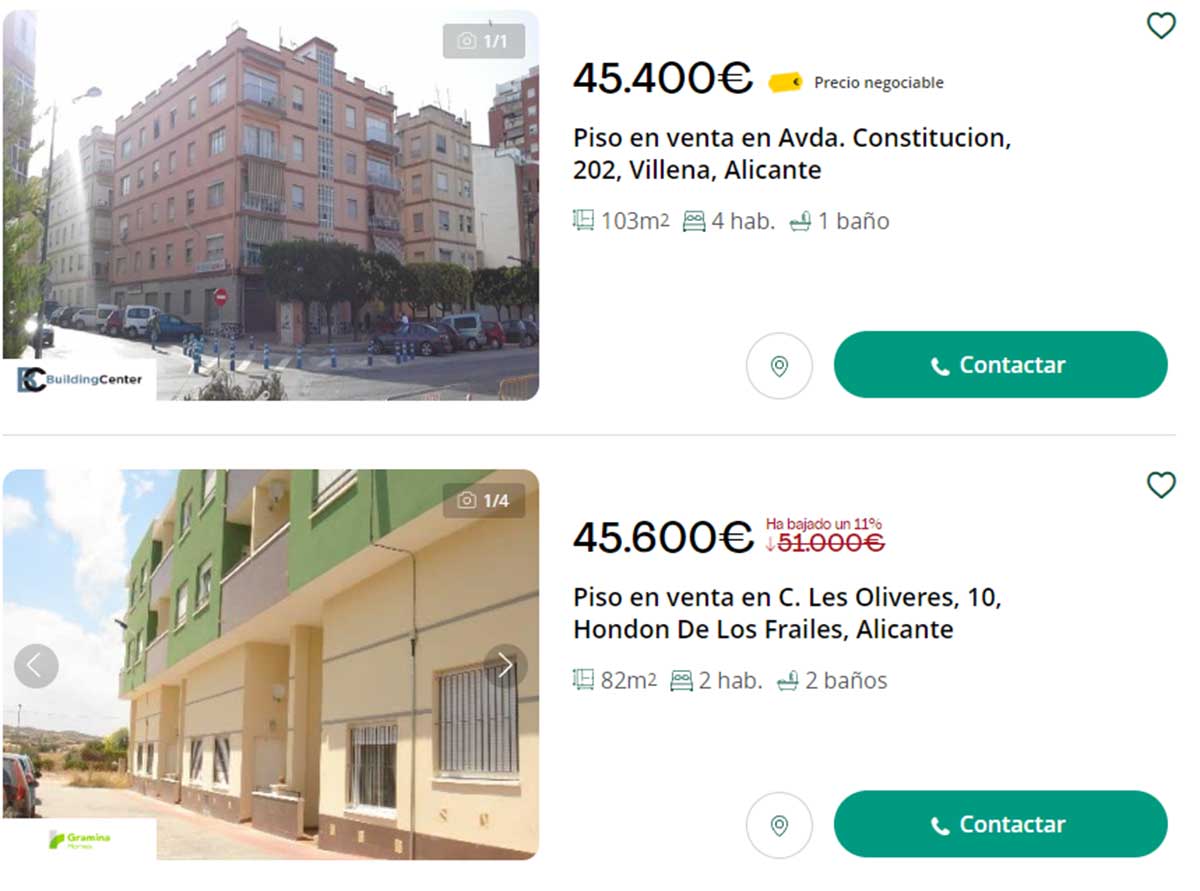 Viviendas por 50.000 euros en Alicante