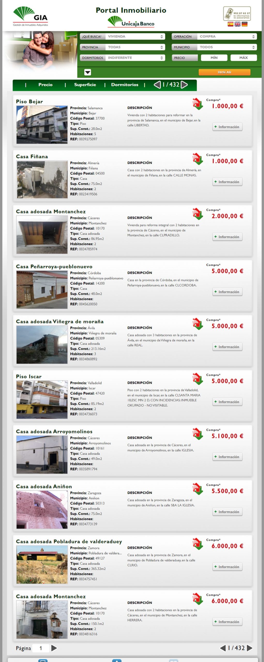 Catálogo de viviendas de Unicaja Banco