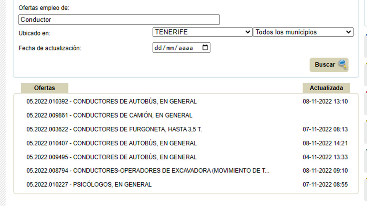 Trabajo de conductor en Tenerife