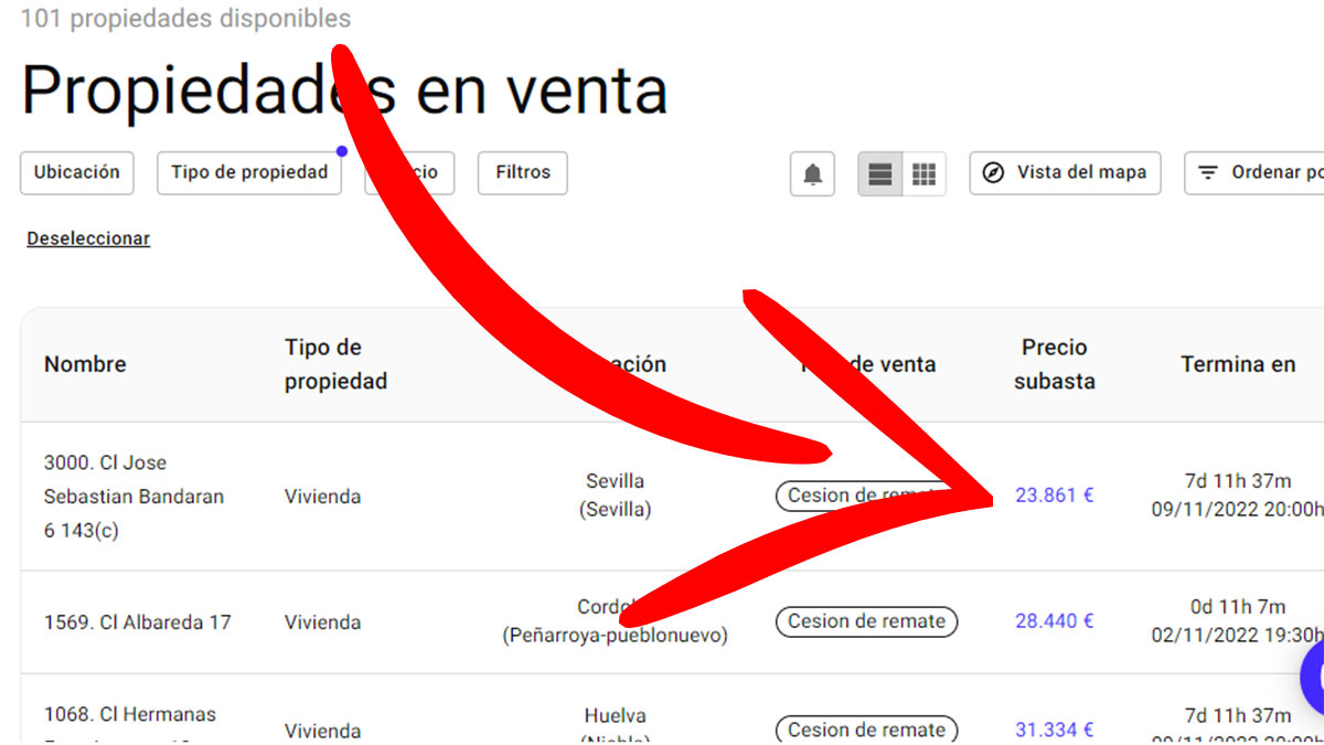 Vivienda más barata de cesión de remate