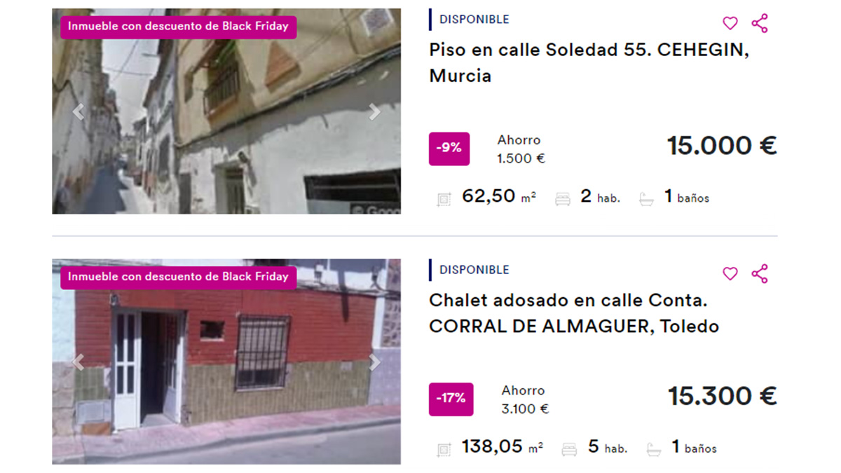 Viviendas por más de 15.000 euros