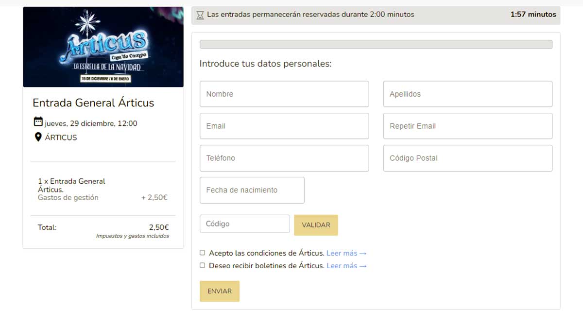 Resumen de compra y datos