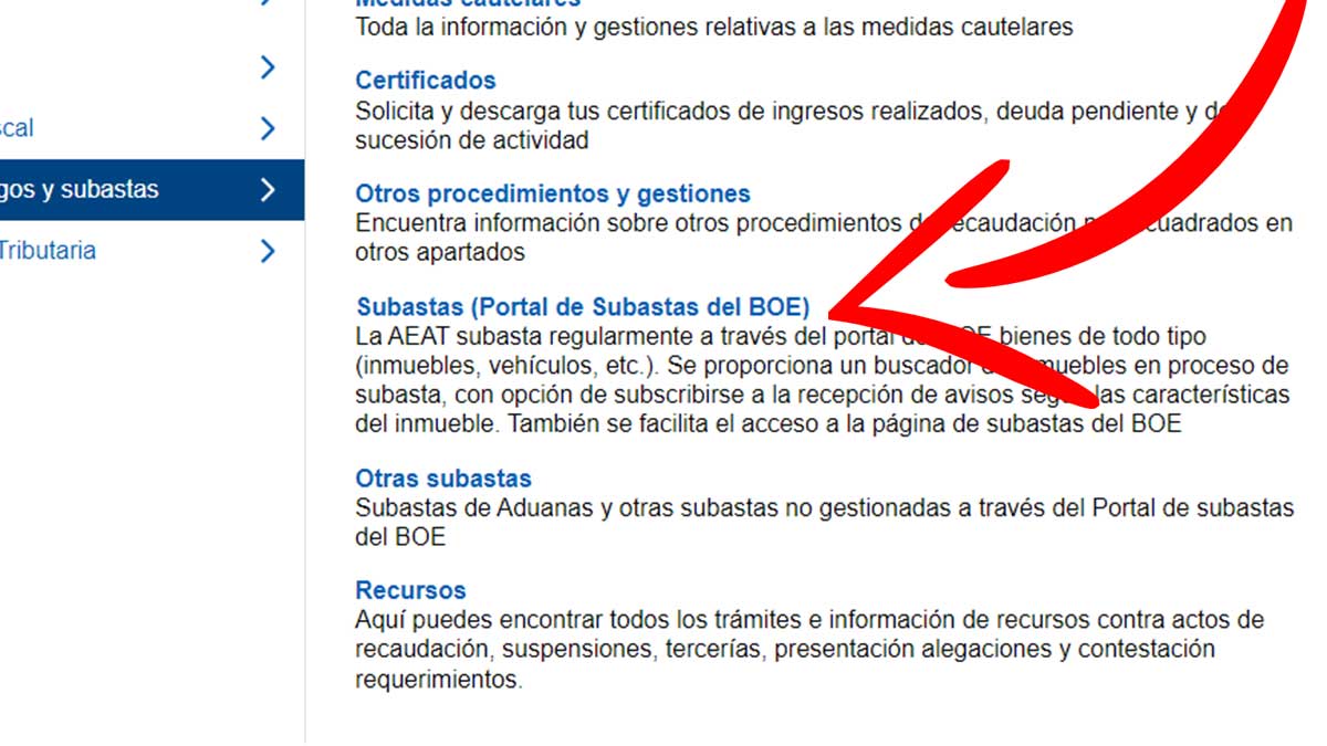 Portal de subastas del BOE
