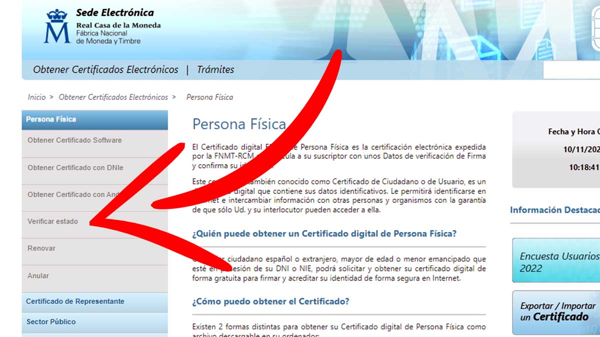 Verificar estado del certificado