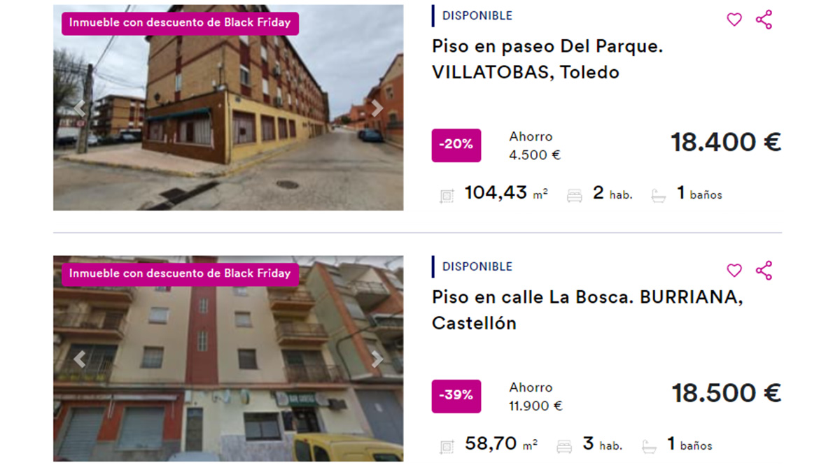 Viviendas en venta por 18.000 euros