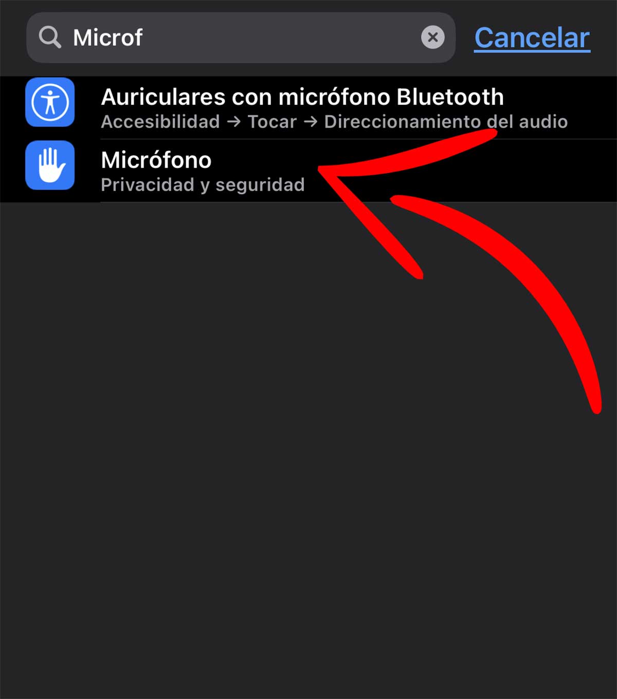 Micrófono Ajustes iPhone