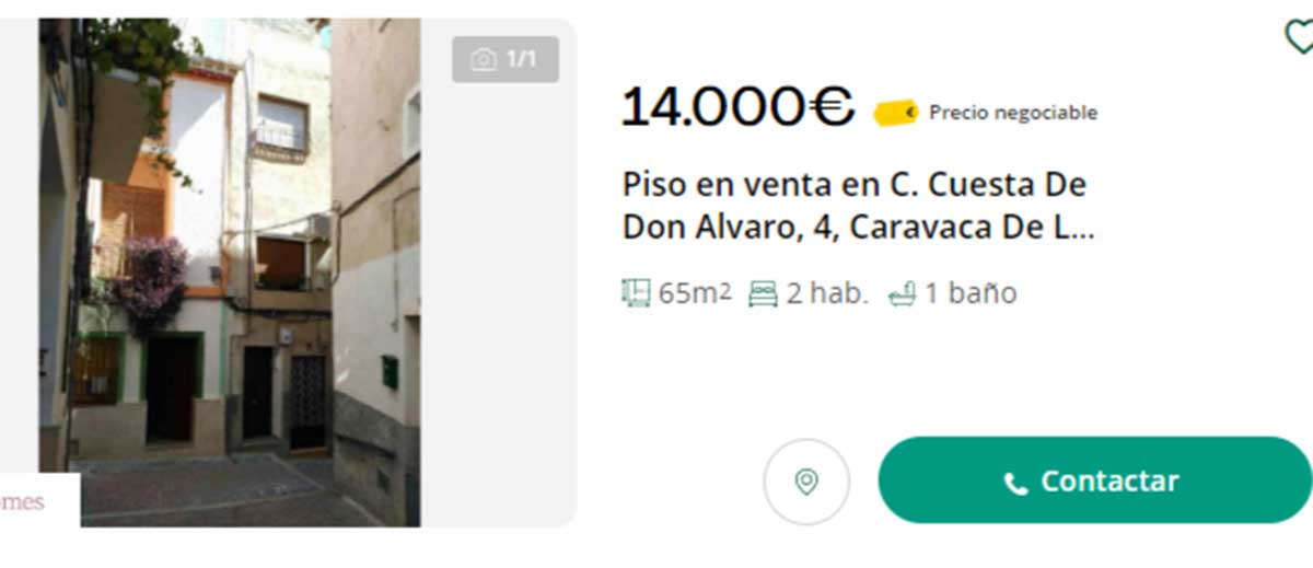 Piso en venta por 14.000 euros