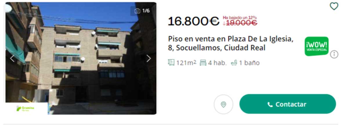 Piso en venta por 16.800 euros
