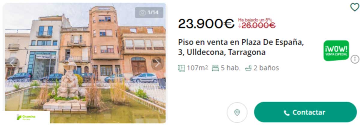 Piso en venta por 23.900 euros