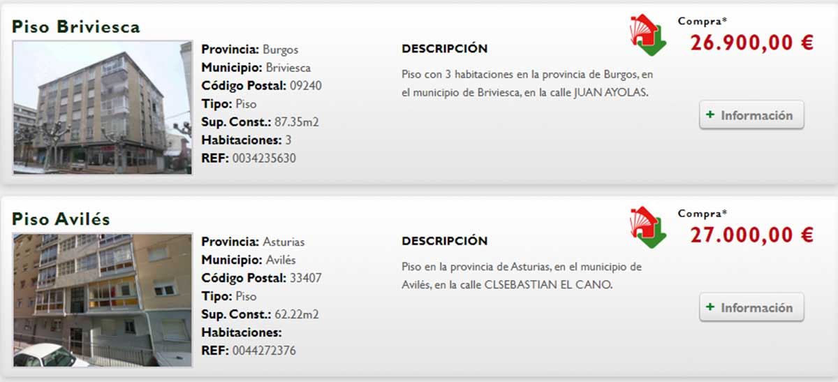 Viviendas a la venta por 26.000 euros