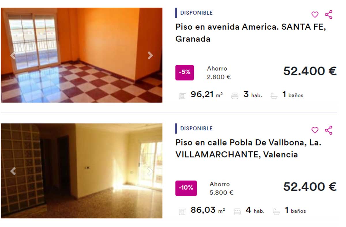 Pisos a la venta por 52.000 euros
