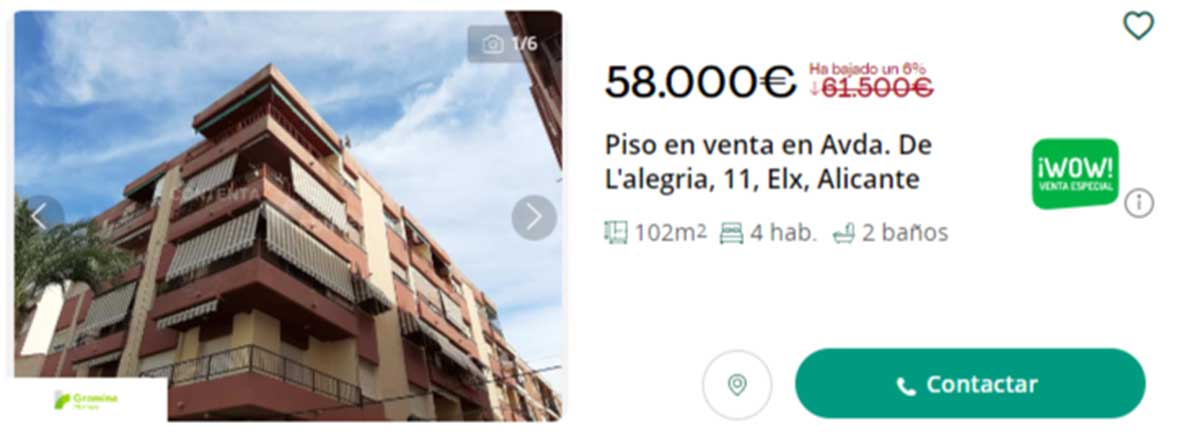 Vivienda en venta por 58.000 euros