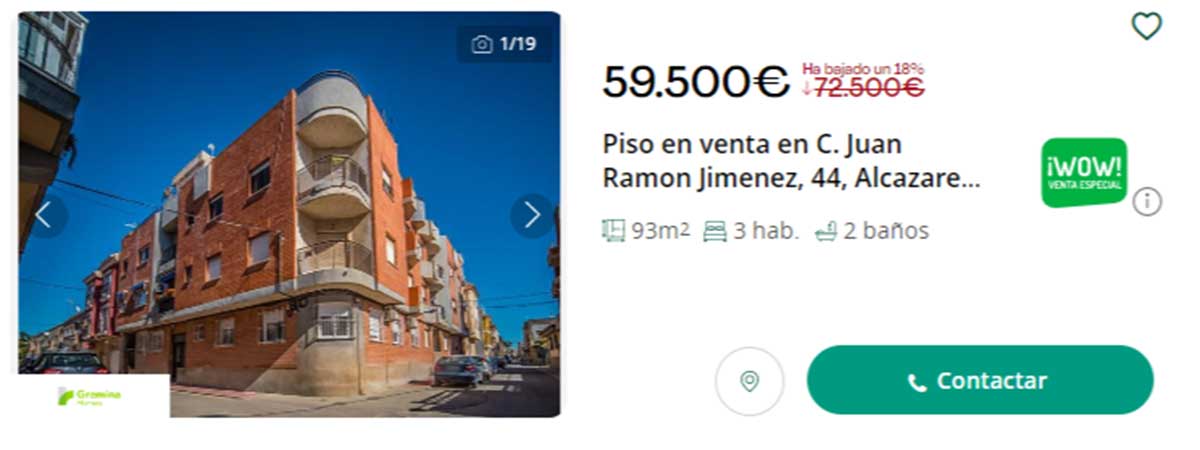 Vivienda en venta por 59.500 euros