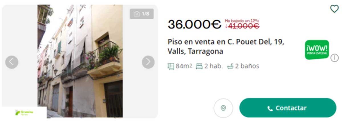 Piso en venta por 36.000 euros