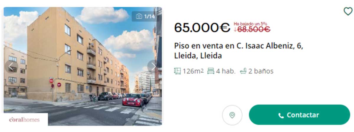 Piso en venta por 65.000 euros