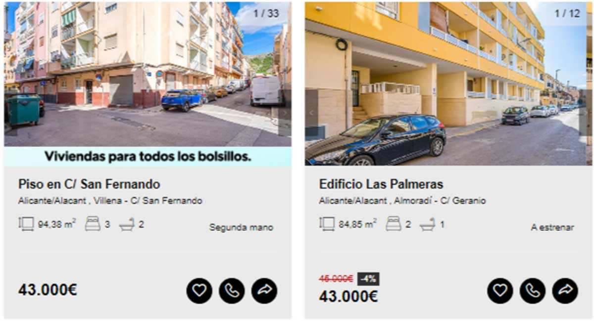 Pisos en venta de Solvia por 43.000 euros
