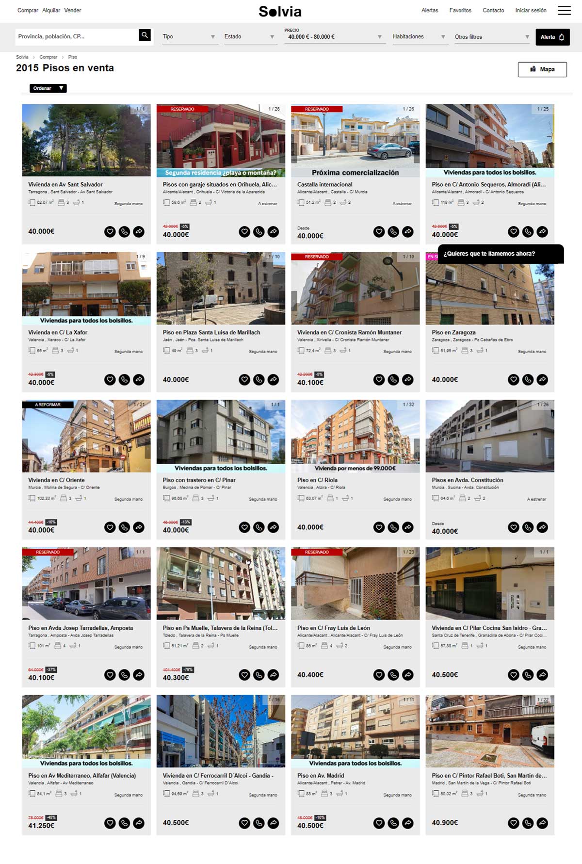 Catálogo de viviendas de Solvia