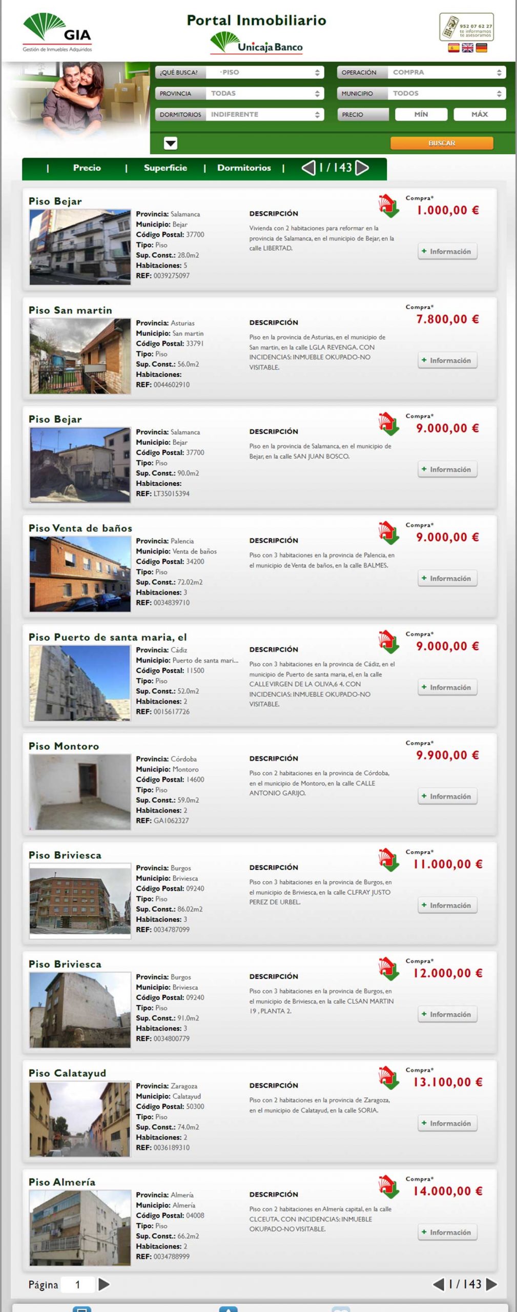 Catálogo completo de viviendas Unicaja