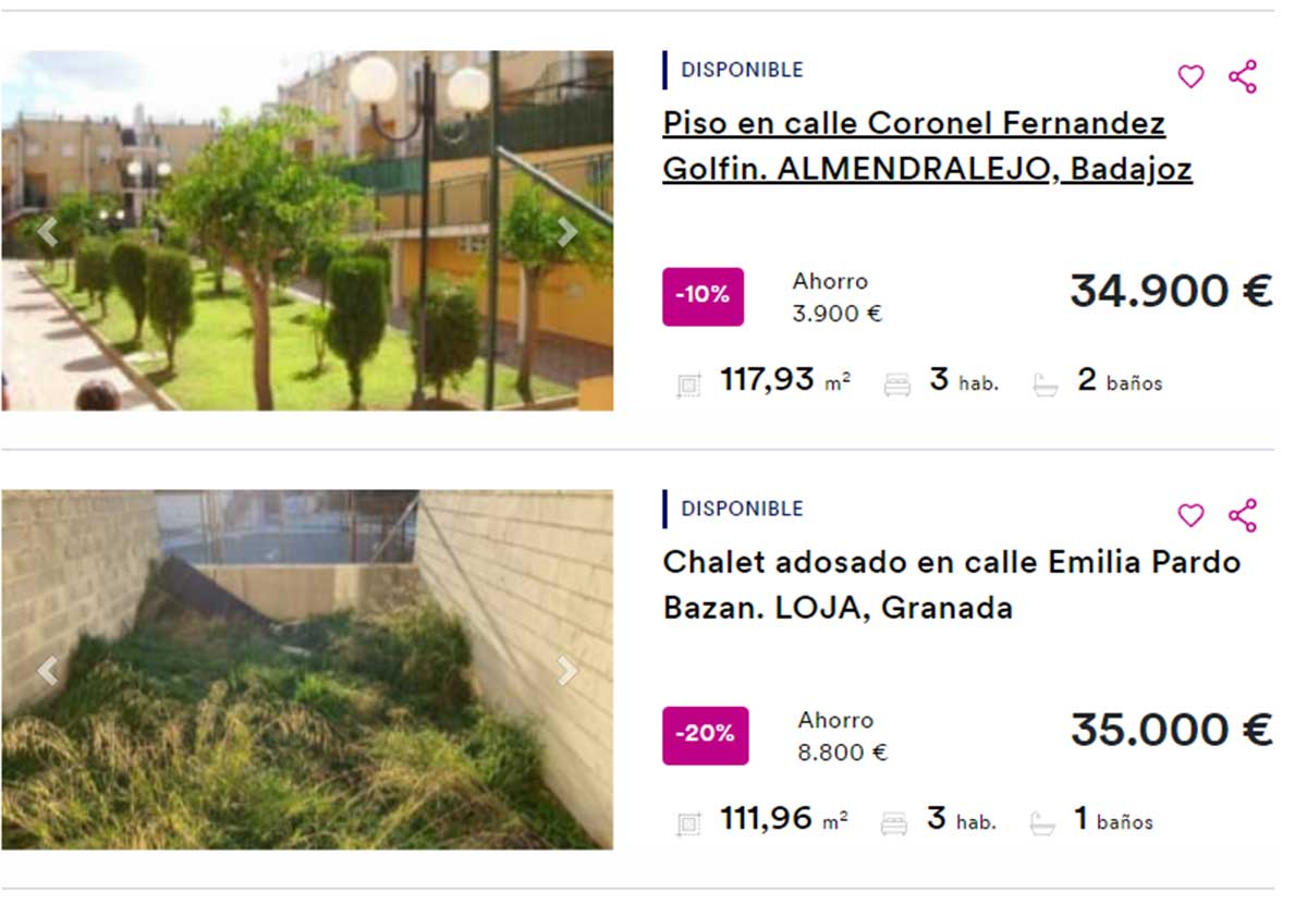 Viviendas a la venta por 35.000 euros