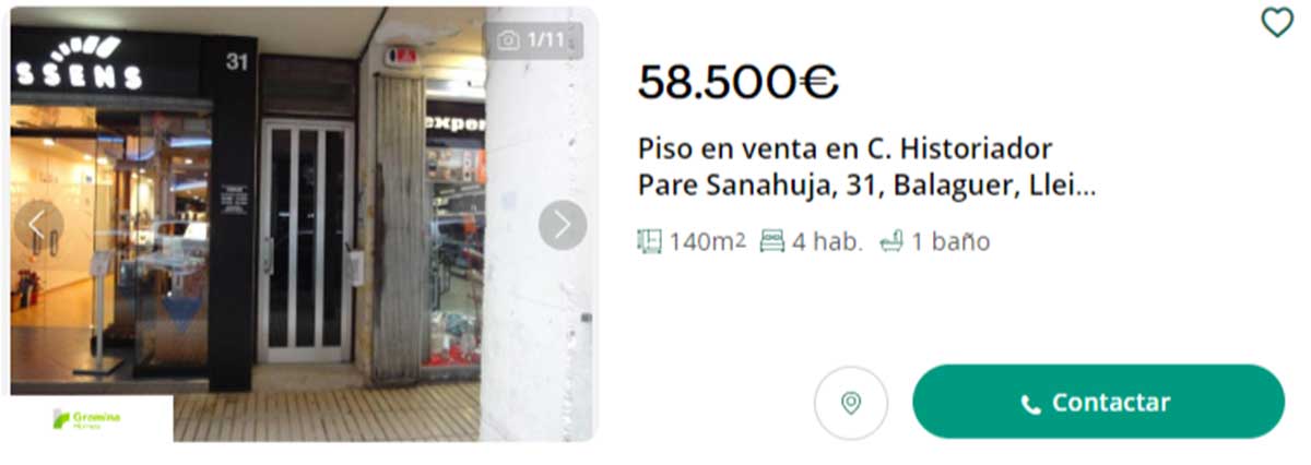 Piso en venta por 58.500 euros