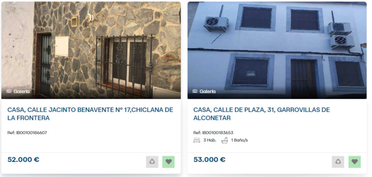 Casas a la venta por 53.000 euros