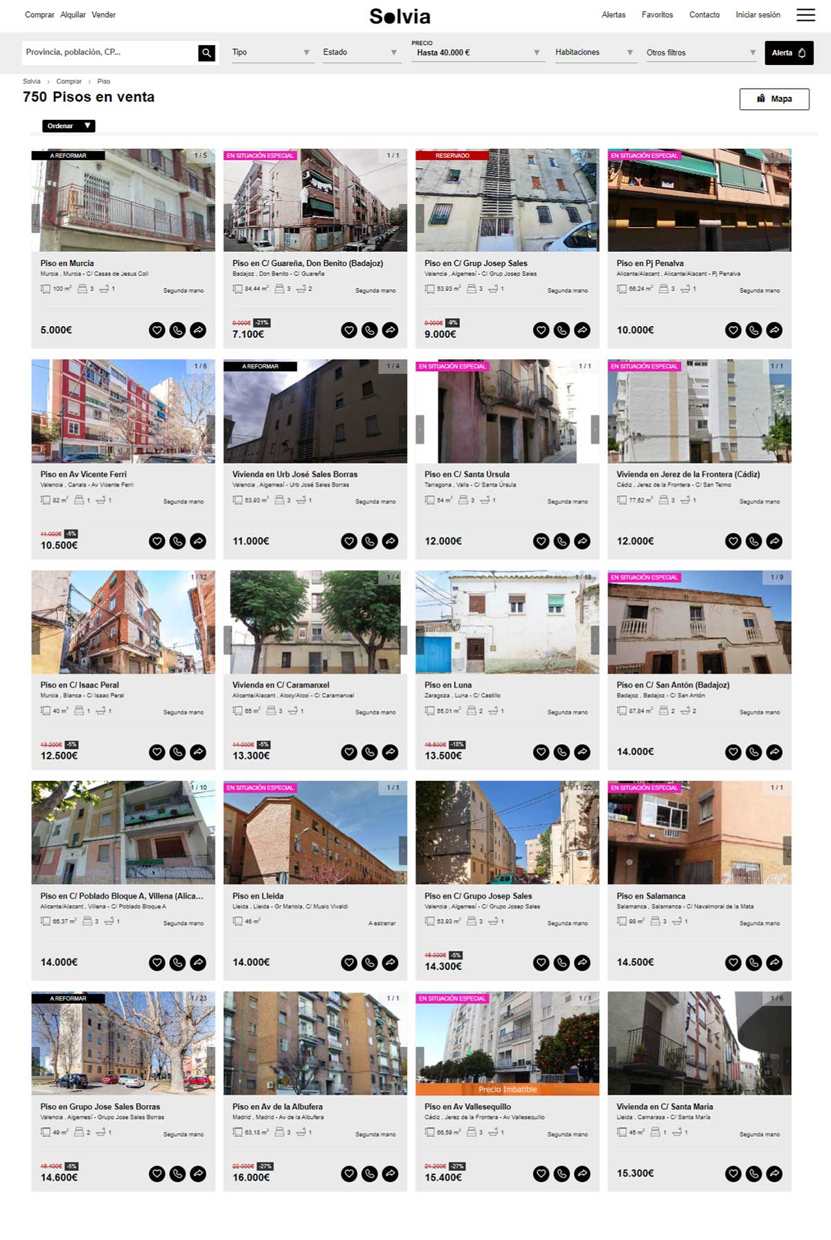 Catálogo de viviendas de Solvia