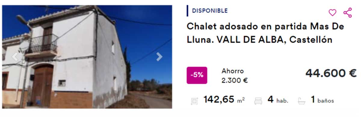 Chalet en venta por 46.000 euros
