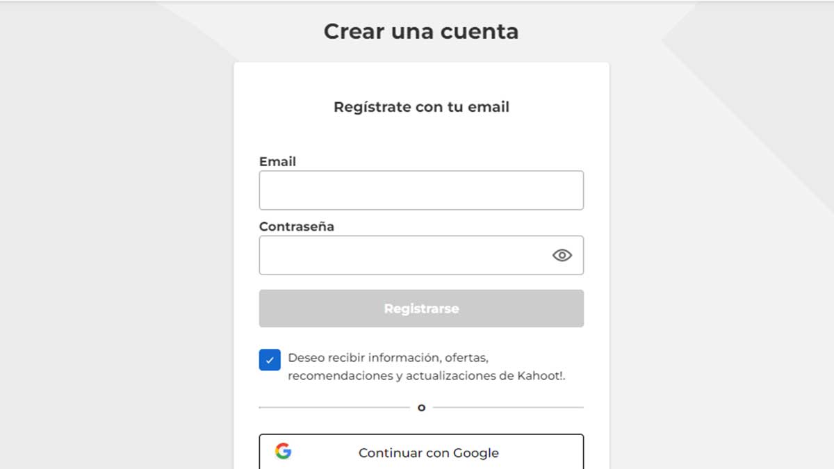 Registro con correo electrónico y usuario