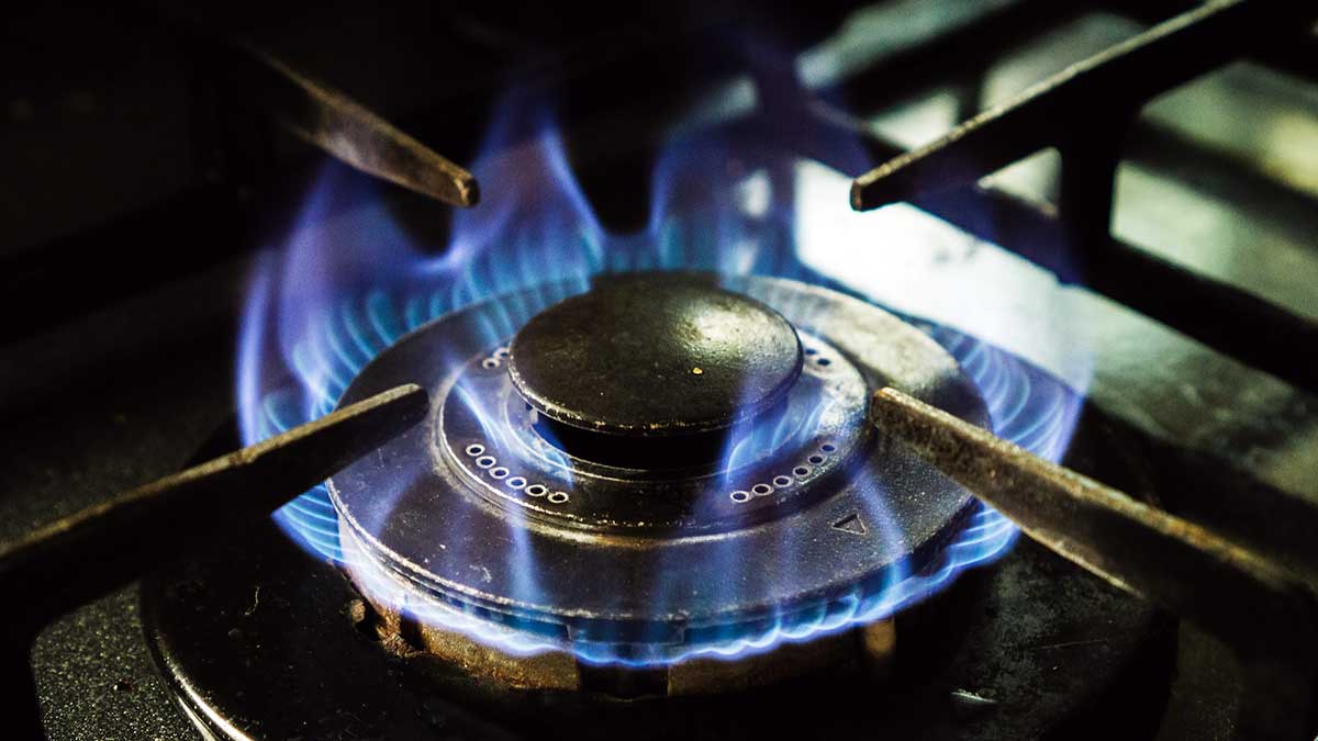 Un fuego de una cocina de gas.