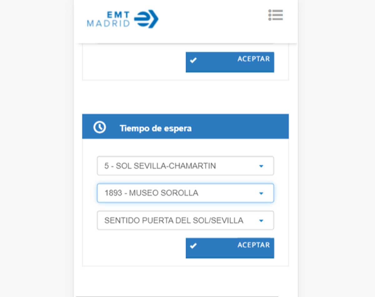 Tiempo de espera linea de autobús
