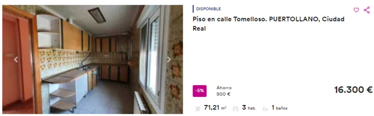 Piso en venta por 16.000 euros