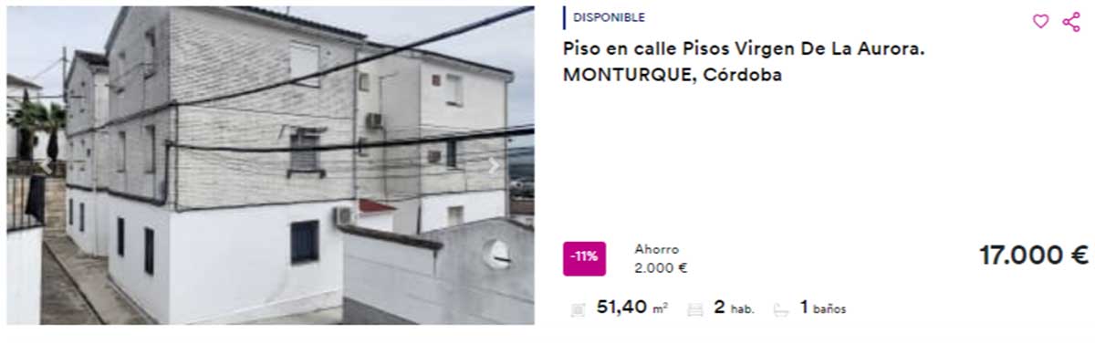 Piso en venta por 17.000 euros