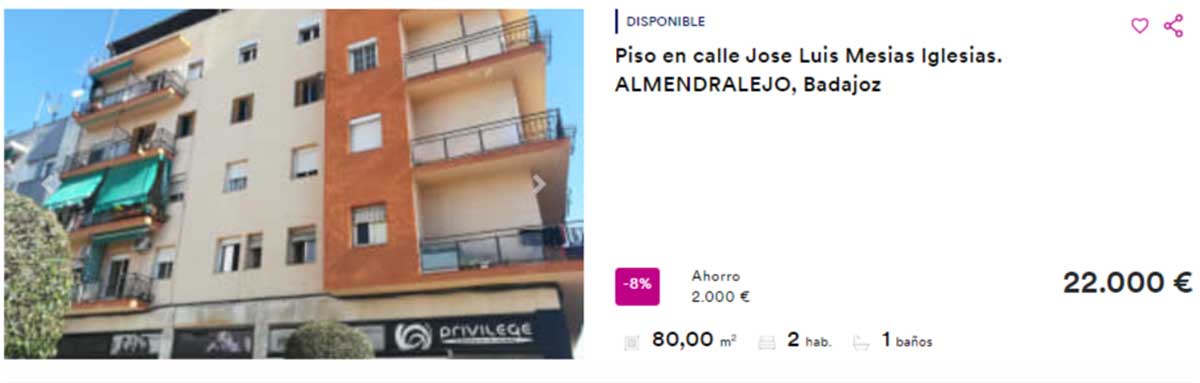 Piso en venta por 22.000 euros