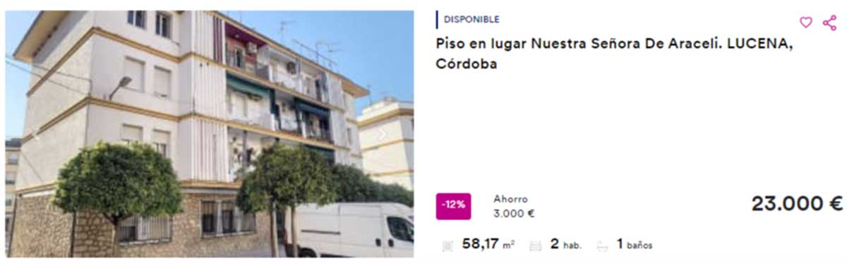 Piso en venta por 23.000 euros