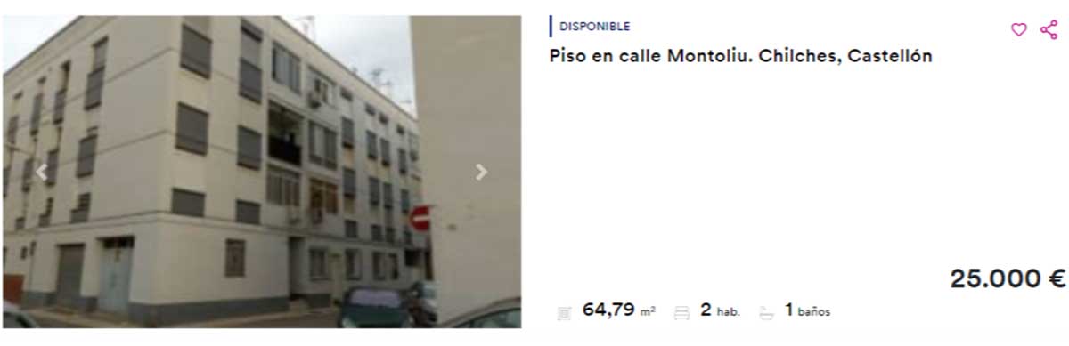Piso en venta por 25.000 euros