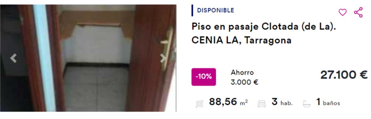 Piso en venta por 27.100 euros