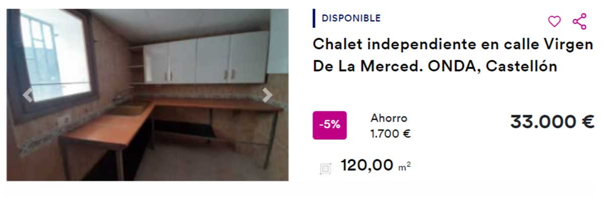Chalet independiente por 33.000 euros