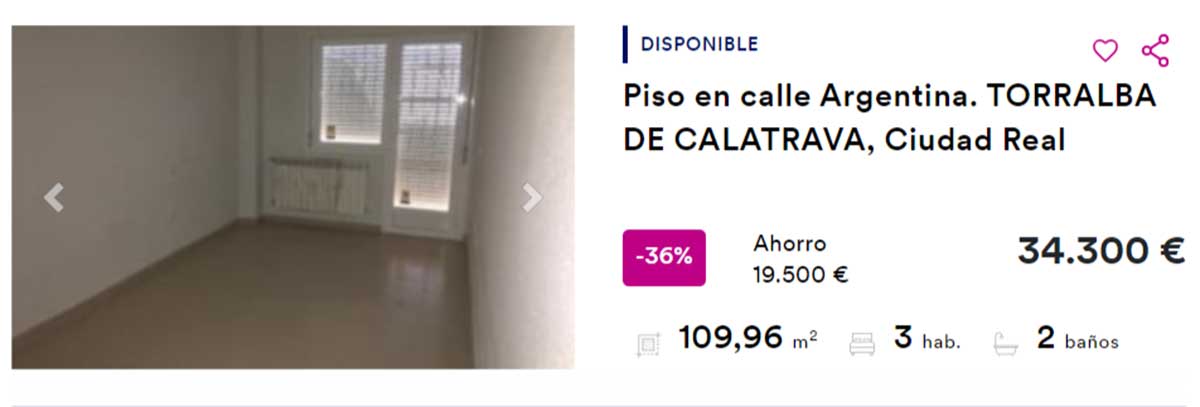 Piso en venta por 34.300 euros
