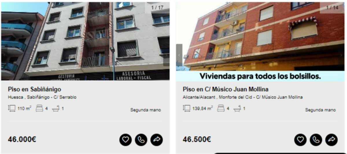 Viviendas en venta por 46.000 euros
