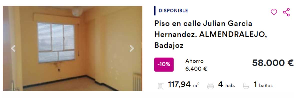 Vivienda en venta por 58.000 euros