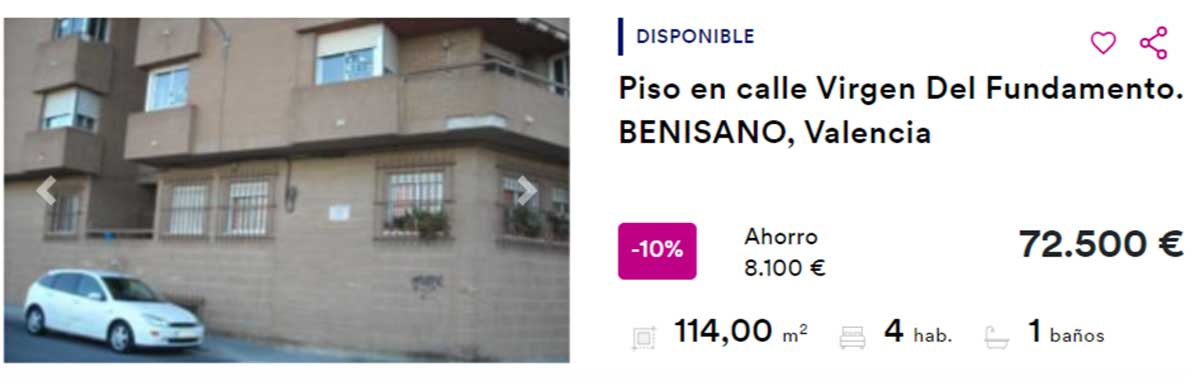 Piso en venta por 72.500 euros