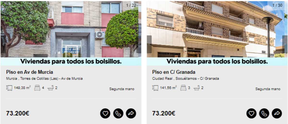 Viviendas en venta por 73.000 euros