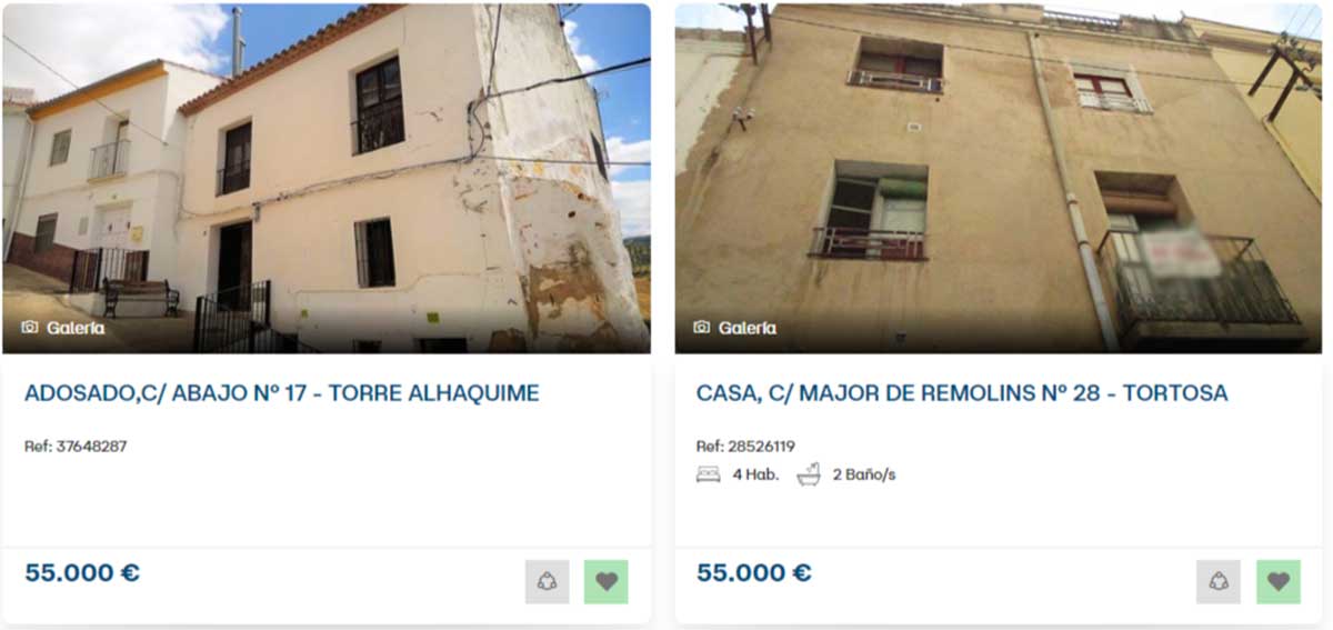 Viviendas en venta por 55 euros