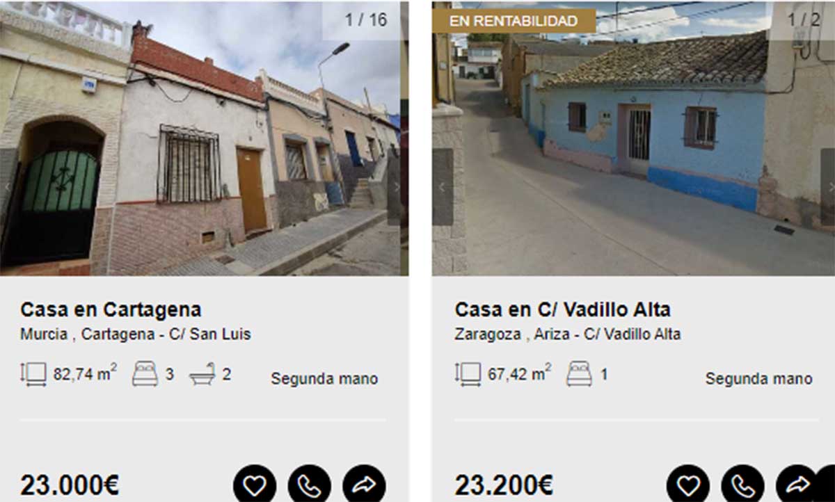 Casas a la venta por 23.000 euros