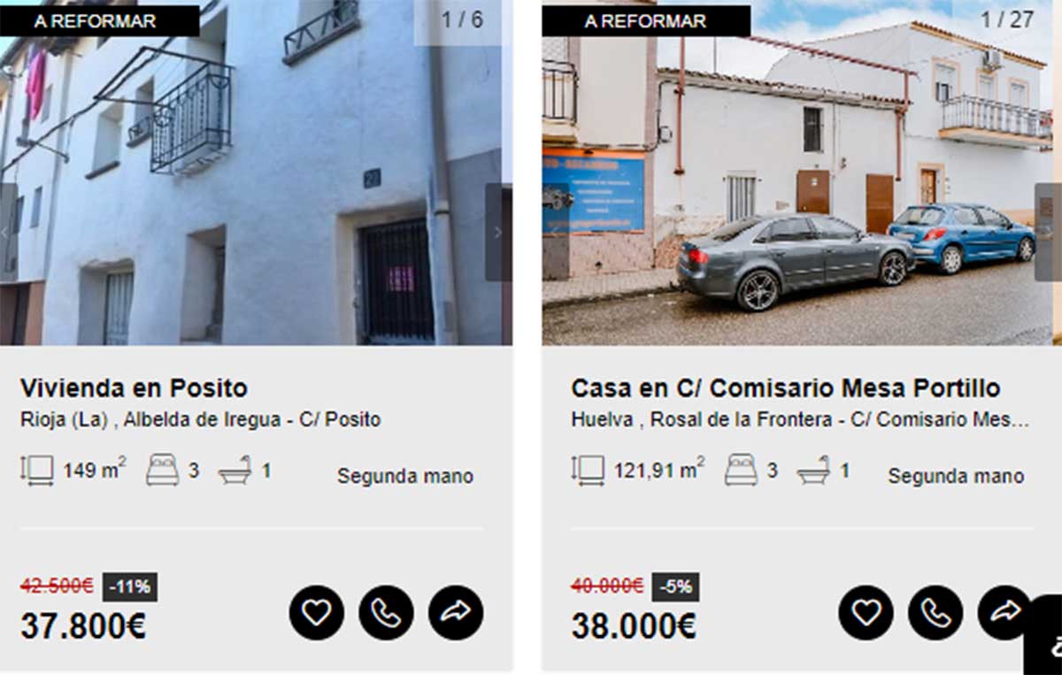 Casas en venta por 38.000 euros