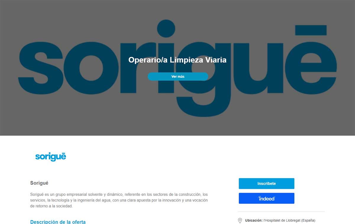 Detalle de vacante Operario de Limpieza 