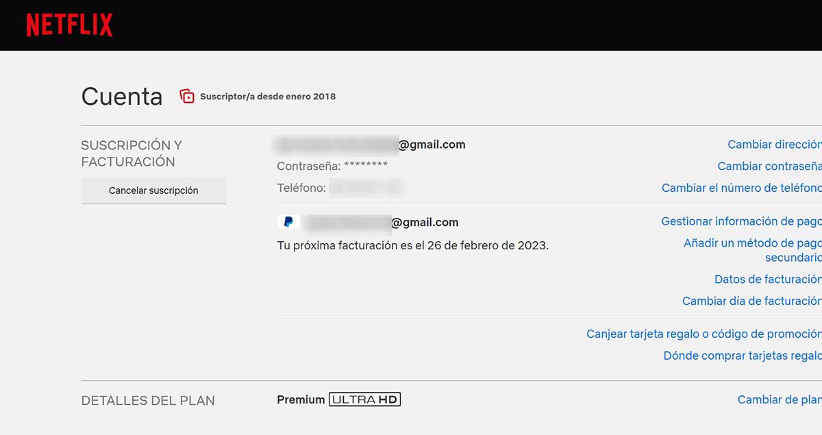 Cancelar la suscripción