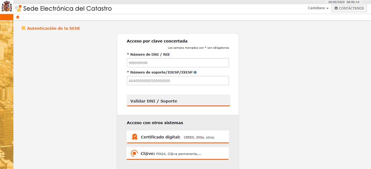 Identificación en el Catastro