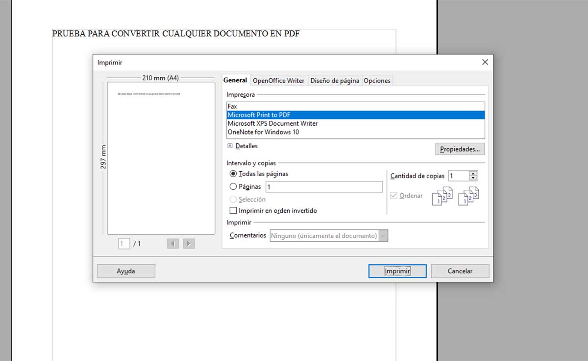 Ventana emergente para imprimir PDF