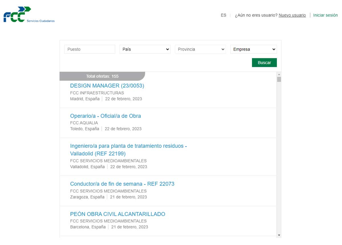 Ofertas de empleo de FCC